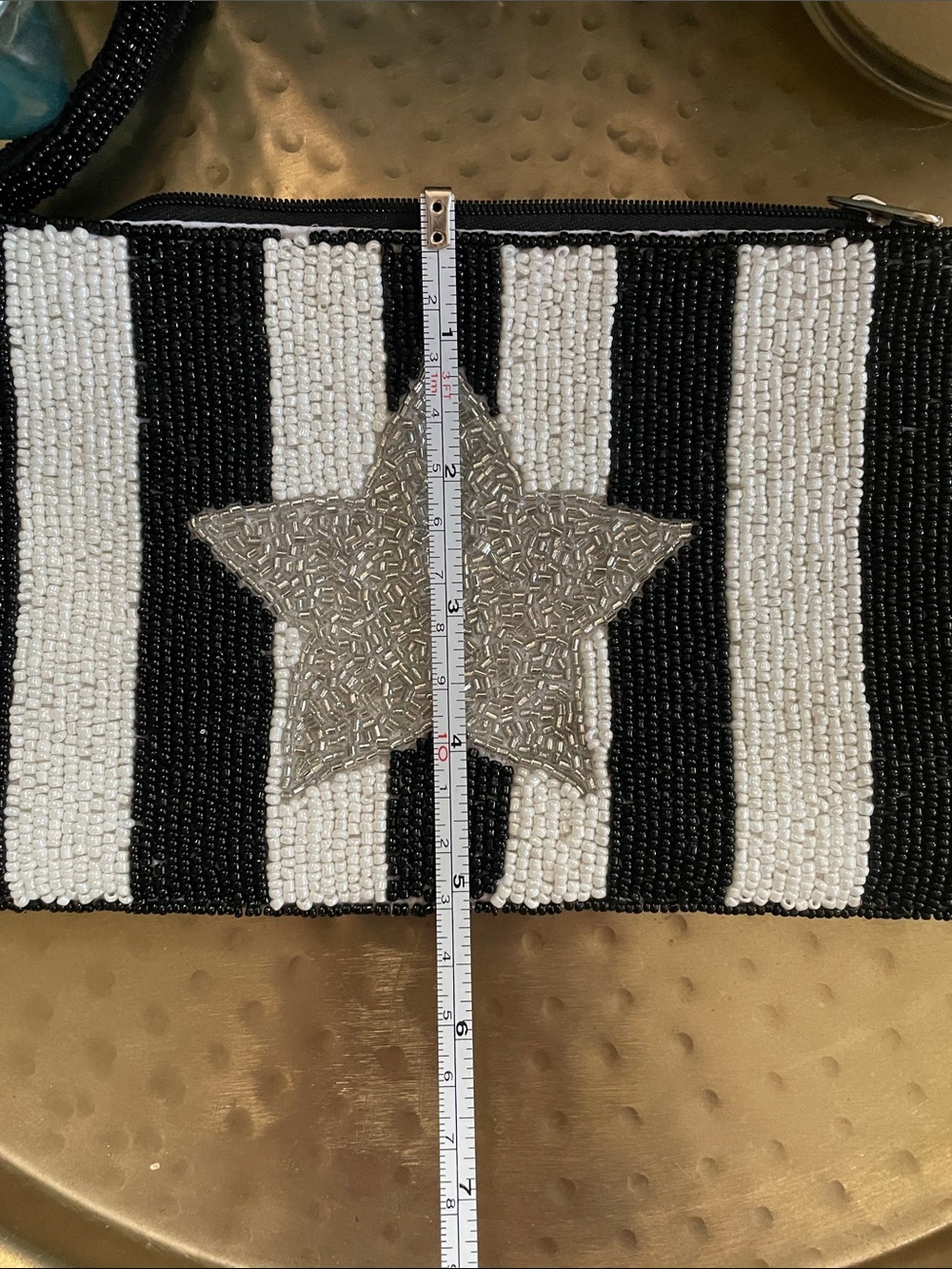 BOUTIQUE Black & White Beaded Stripe Wristlet with Silver Star - Picture 10 of 10